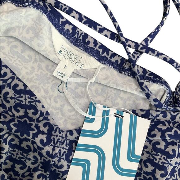 Market & Spruce Women’s Maxi Dress Geometric Blue White Size XL NWT - Picture 11 of 12